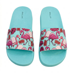 Flamingo Print Slide Sandals