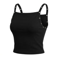 Women Ribbed Crop Top With Eyelet Strap