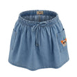 Kids Denim Skirt With Elastic Waist And Embroidered Pocket
