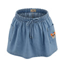 Kids Denim Skirt With Elastic Waist And Embroidered Pocket