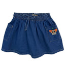 Kids Denim Skirt With Elastic Waist And Embroidered Pocket