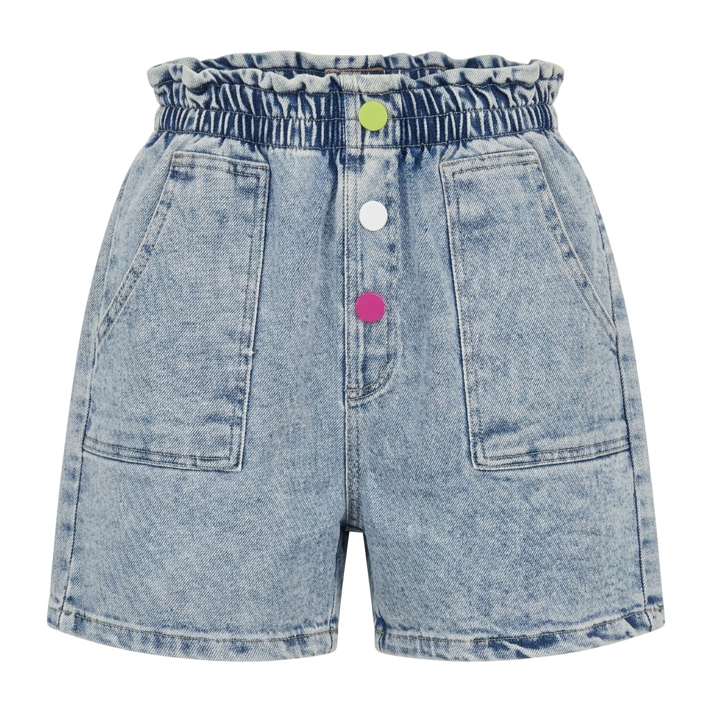 Kids Denim Shorts With Button