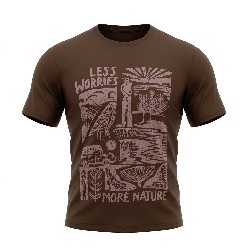 Men Less Worries More Nature Graphic T Shirt
