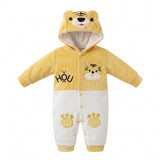 Two Girls Baby Tiger Hooded Romper