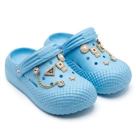 Girls Charm Embellished Clog Sandals