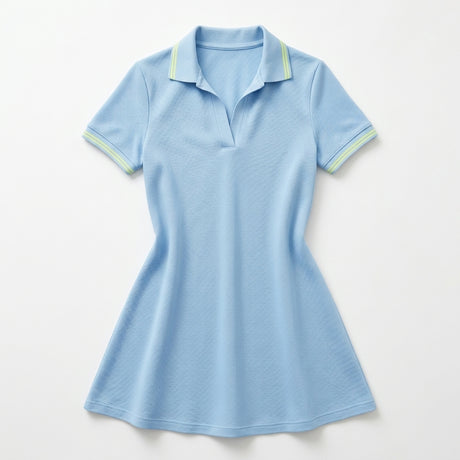 Casual Contrast Trim Short Sleeve Polo Dress