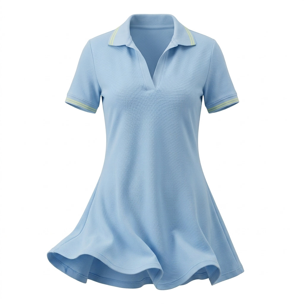 Casual Contrast Trim Short Sleeve Polo Dress