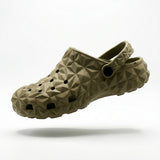 Unisex Geometric Textured Clog Sandals With Back Strap