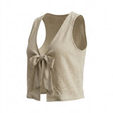 Women Tie Front Sleeveless Vest