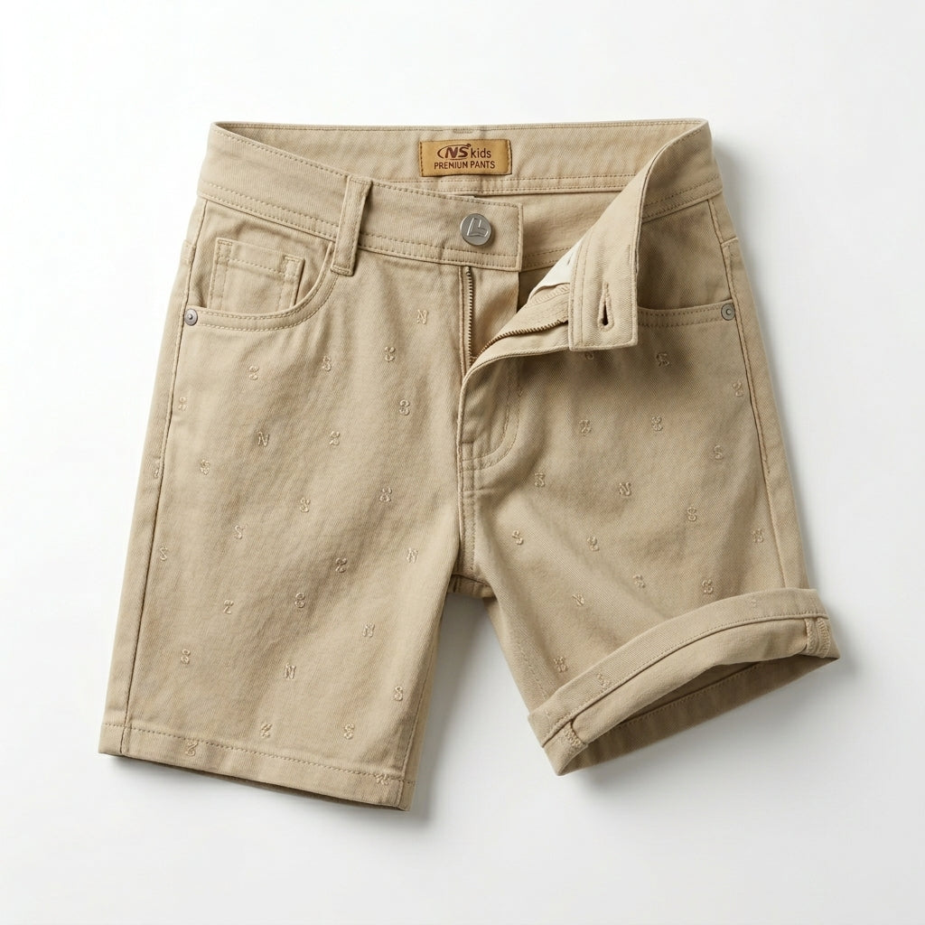 Kids Embroidered Rolled Hem Shorts