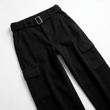 Belted Cargo Pants With A High Rise Waist