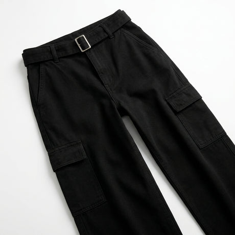 Belted Cargo Pants With A High Rise Waist