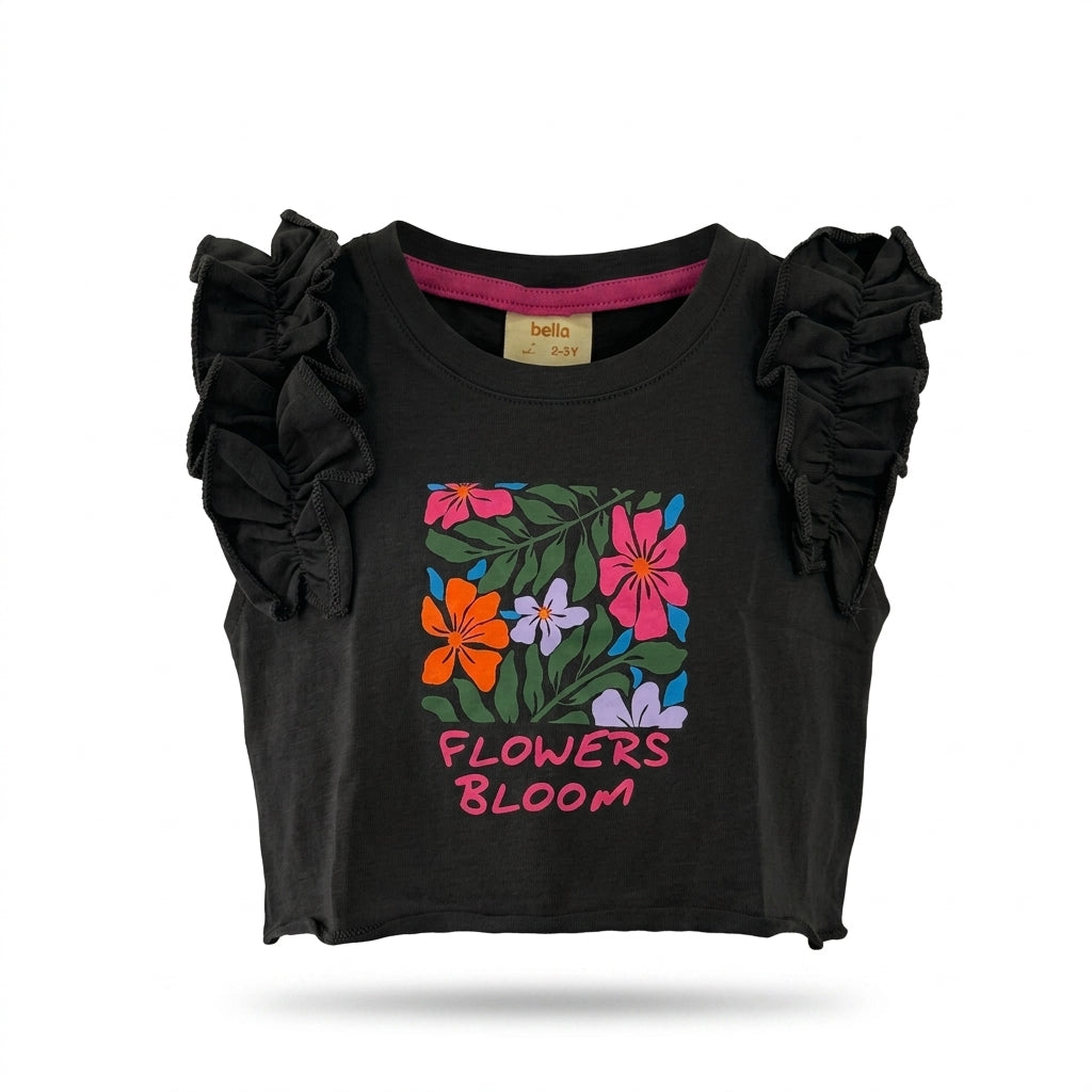 Girls Flowers Bloom Top And Floral Shorts Set
