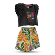 Girls Flowers Bloom Top And Floral Shorts Set
