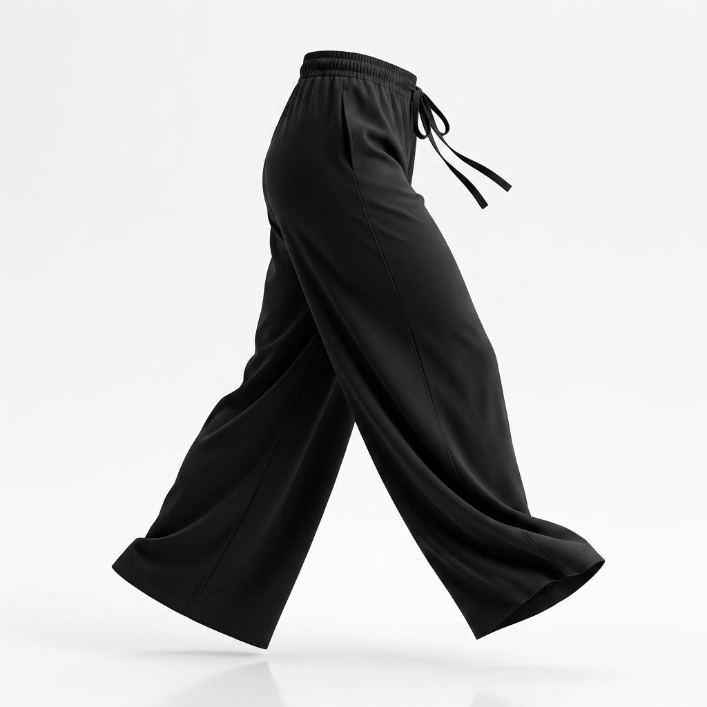 Casual Elastic Waist Wide Leg Pants