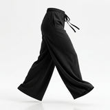Casual Elastic Waist Wide Leg Pants