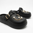 Girls Pearl And Chain Charm Clog Sandals With Buckle Strap