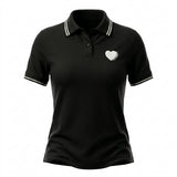 Casual Contrast Trim Short Sleeve Polo Top With Heart