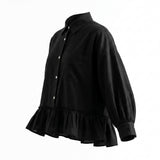 Girls Ruffle Hem Button Front Shirt