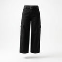 Belted Cargo Pants With A High Rise Waist