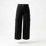 Belted Cargo Pants With A High Rise Waist
