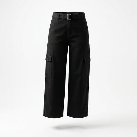Belted Cargo Pants With A High Rise Waist