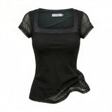 Girls Textured Cap Sleeve Top