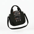 Textured Handbag With Ethnic Woven Front Panel
