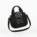 Textured Handbag With Ethnic Woven Front Panel