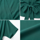 Tie Waist Cap Sleeve Blouse