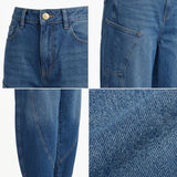 Women Mid Curved Seam Wide Leg Jeans