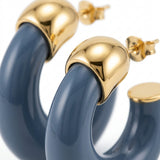 Women Resin Hoop Earrings With Tone