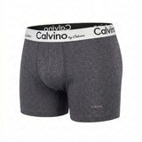 Men Charcoal Melange Boxer Briefs With Logo Waistband