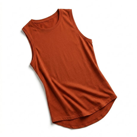 Women Sleeveless Curved Hem Tank Top