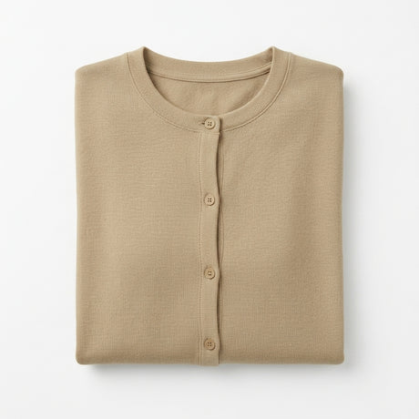 Long Sleeve Cardigan Top With Rou Neckline
