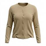 Long Sleeve Cardigan Top With Rou Neckline