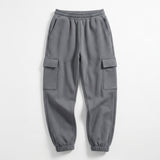 Fleece Cargo Jogger Pants With Elastic Waist