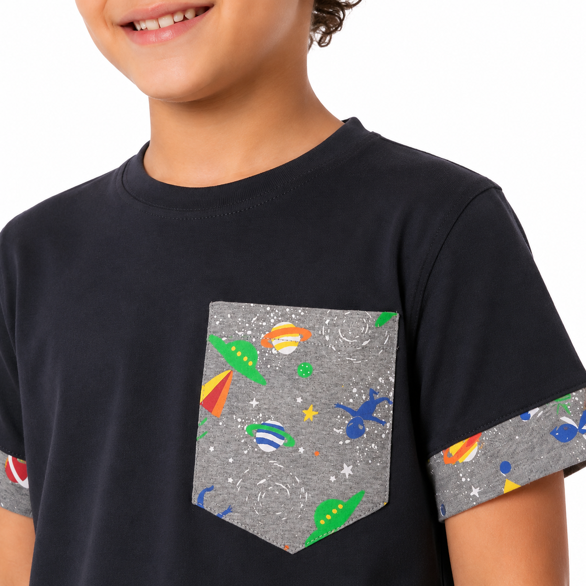 Boys Space Print Pocket T Shirt
