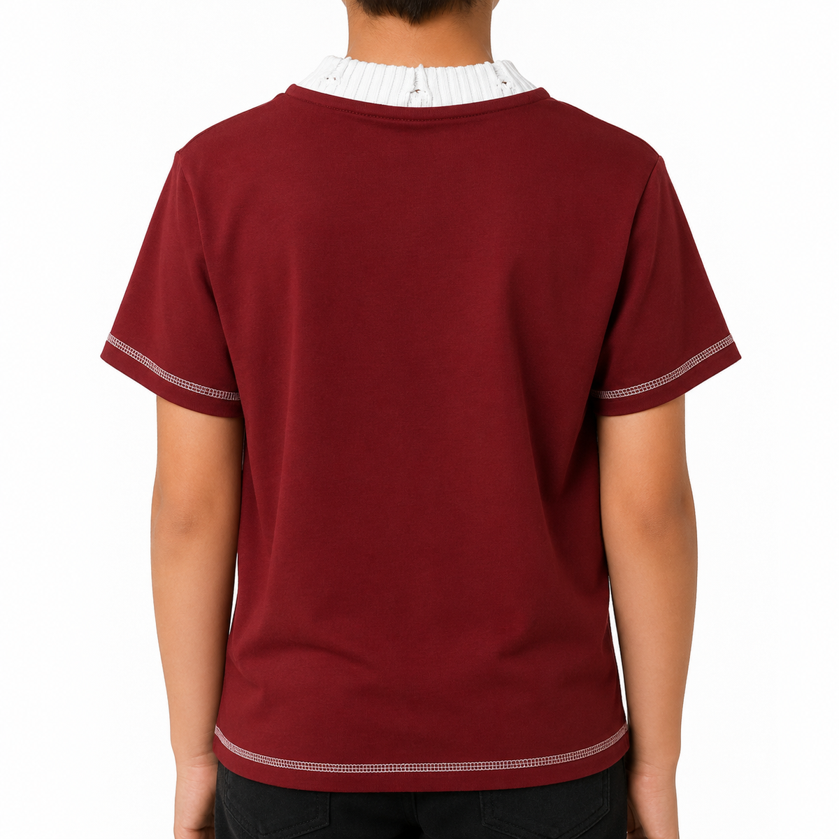 Boys Rib Collar Graphic T Shirt