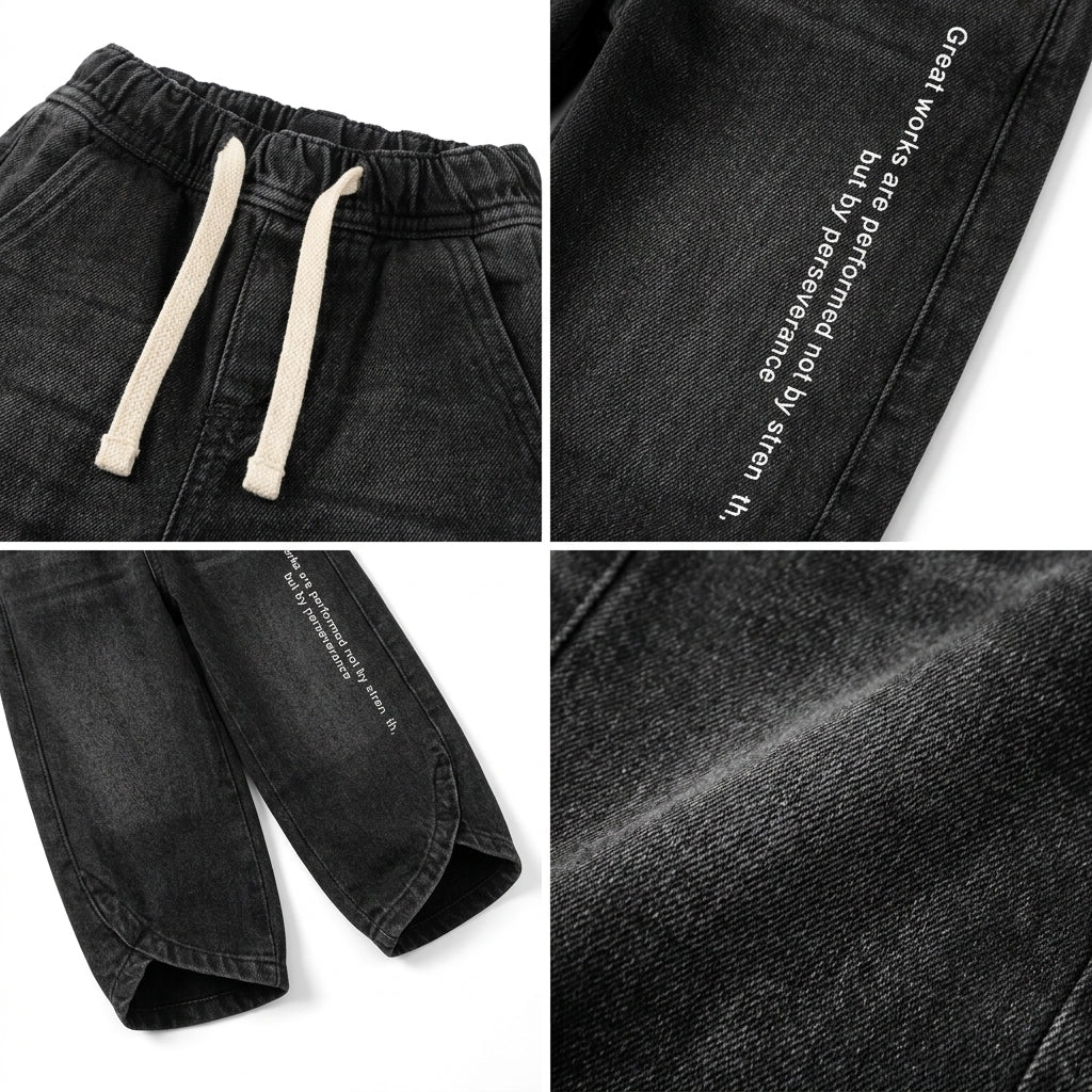 Kids Denim Drawstring Je Pants
