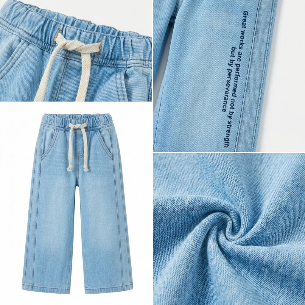Kids Denim Drawstring Je Pants