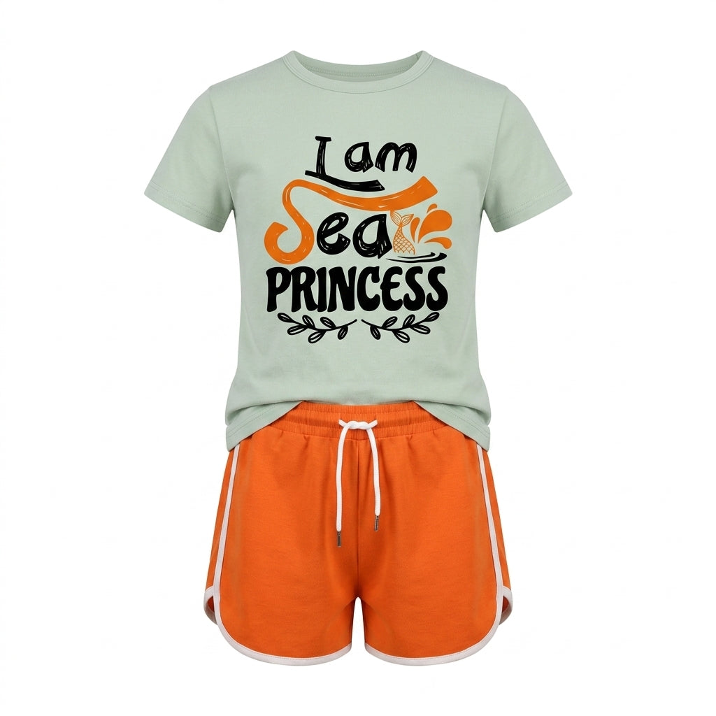 Girls I Am Sea Princess Top And Shorts Set