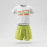 Kids Slogan T Shirt And Skort Set