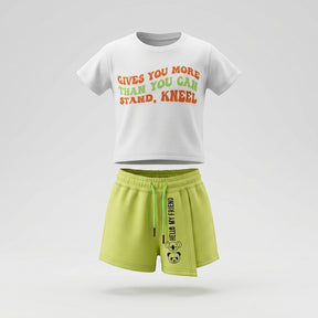 Kids Slogan T Shirt And Skort Set