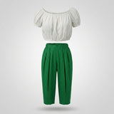 Kids Puff Sleeve Top And Wide Leg Trousers Set