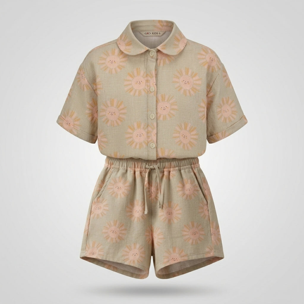Kids Su Hine Print Shirt And Shorts Set
