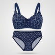 Women Geometric Print Wire Free Lightly Padded Bra And Brief Set