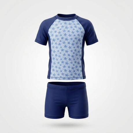 Boys Star Print Rash Guard And Swim Shorts Set