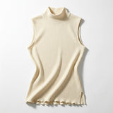Sleeveless Top With A High Ribbed Collar