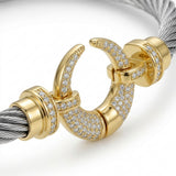 Women Two Tone Twisted Cable Cuff Bracelet With Pavé Clasp